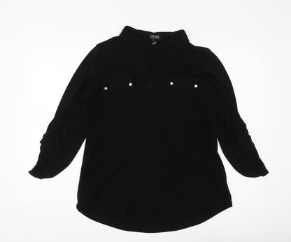 Womens UK Size XL Jones New York Black Basic Button-Up