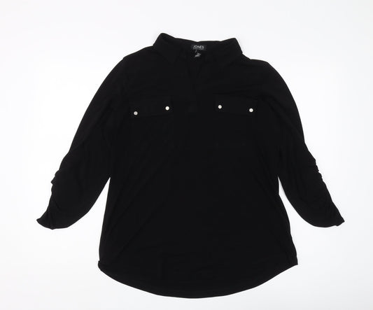 Womens UK Size XL Jones New York Black Basic Button-Up