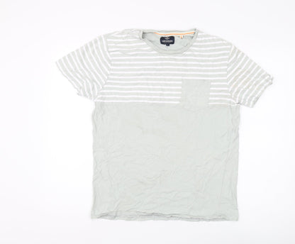 Threadbare Men's Grey Striped T-Shirt, Large