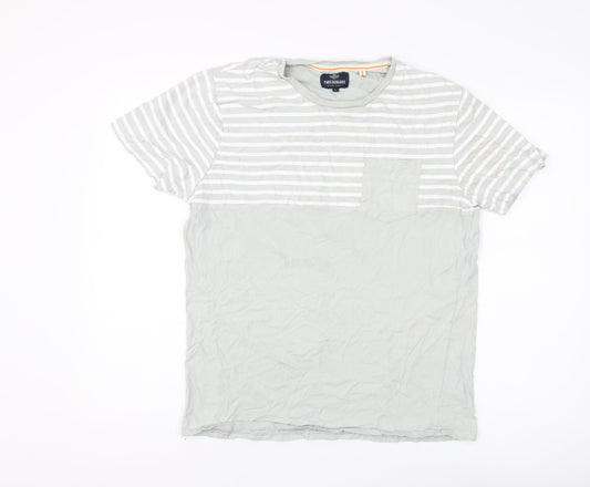 Threadbare Men's Grey Striped T-Shirt, Large