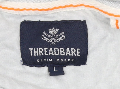 Threadbare Men's Grey Striped T-Shirt, Large