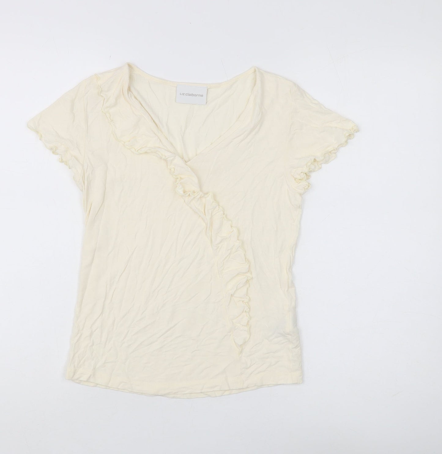 Liz Claiborne Women's Ivory Ruffle T-Shirt S