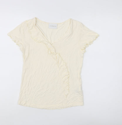 Liz Claiborne Women's Ivory Ruffle T-Shirt S