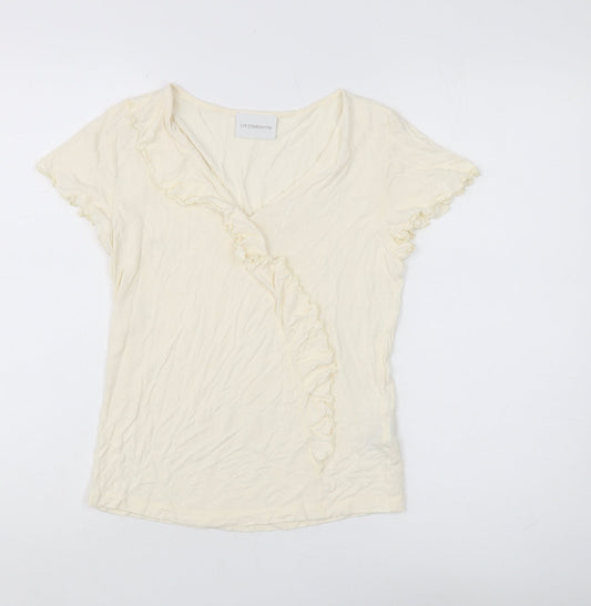 Liz Claiborne Women's Ivory Ruffle T-Shirt S