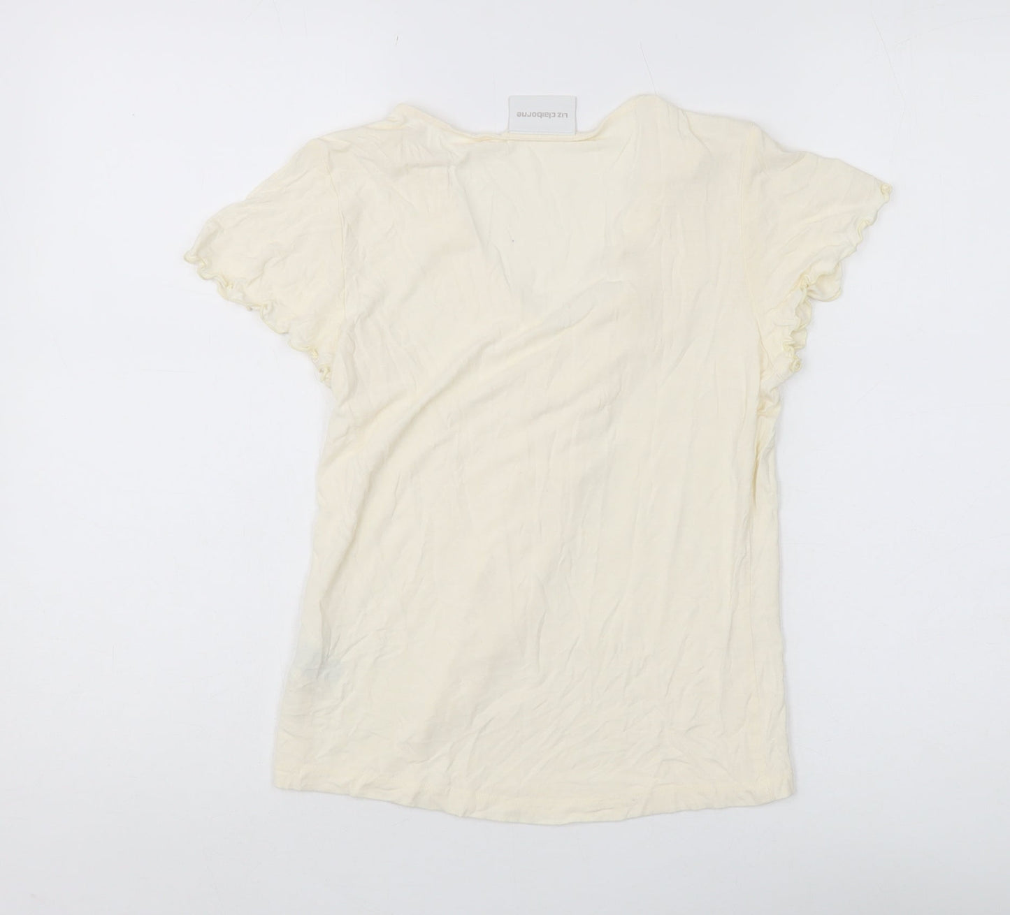Liz Claiborne Women's Ivory Ruffle T-Shirt S