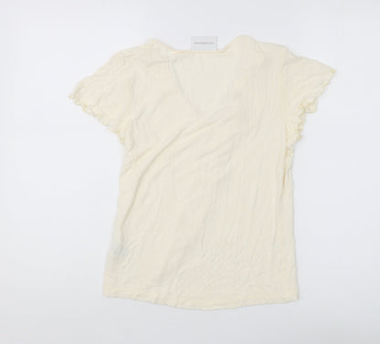 Liz Claiborne Women's Ivory Ruffle T-Shirt S