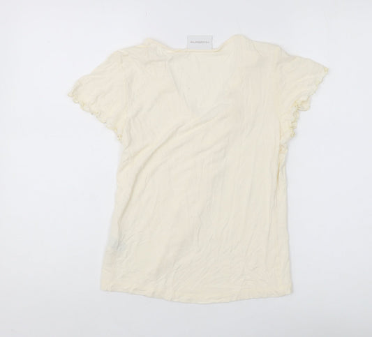 Liz Claiborne Women's Ivory Ruffle T-Shirt S