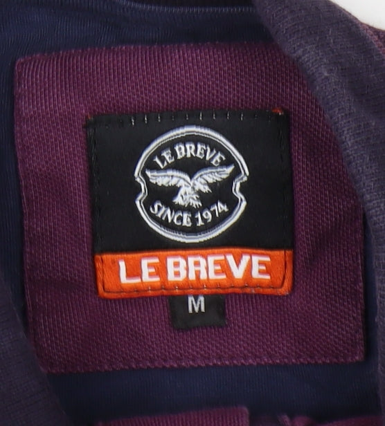 Le Breve Men's Purple Polo Medium Short Sleeve