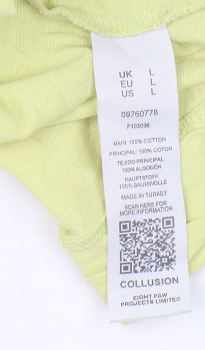 Mens UK Size L COLLUSION Yellow  T-Shirt