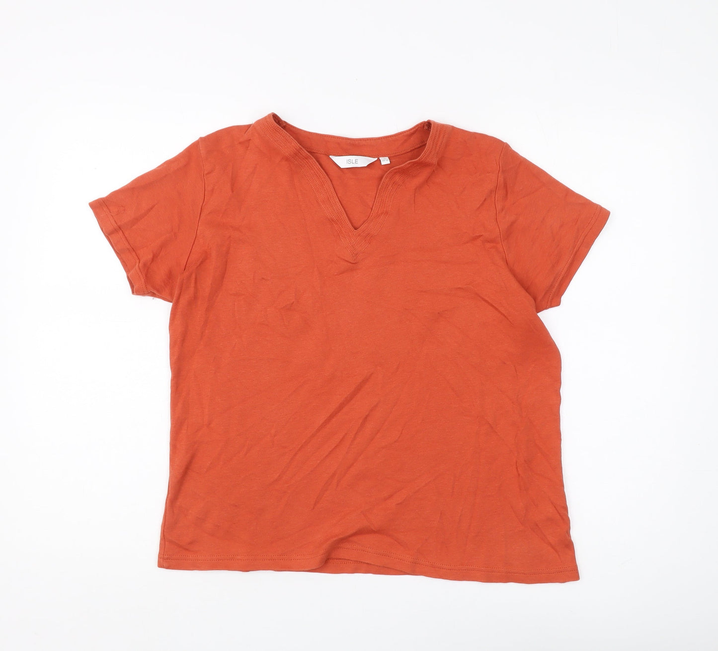 ISLE Women's Orange V-Neck T-Shirt, Size M