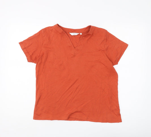 ISLE Women's Orange V-Neck T-Shirt, Size M