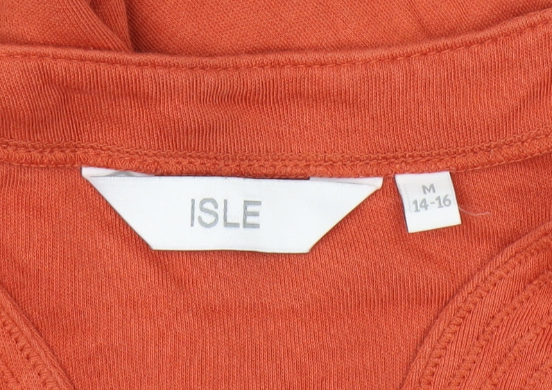 ISLE Women's Orange V-Neck T-Shirt, Size M