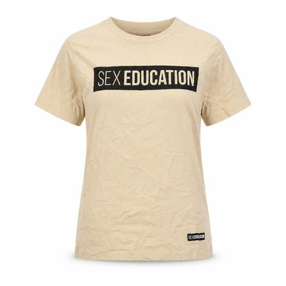 Womens UK Size XS Pull&Bear Beige Basic T-Shirt