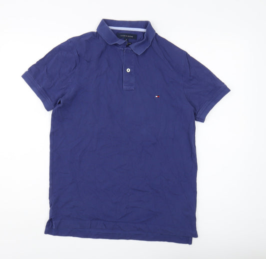 Tommy Hilfiger Men's Blue Slim Fit Polo, Medium