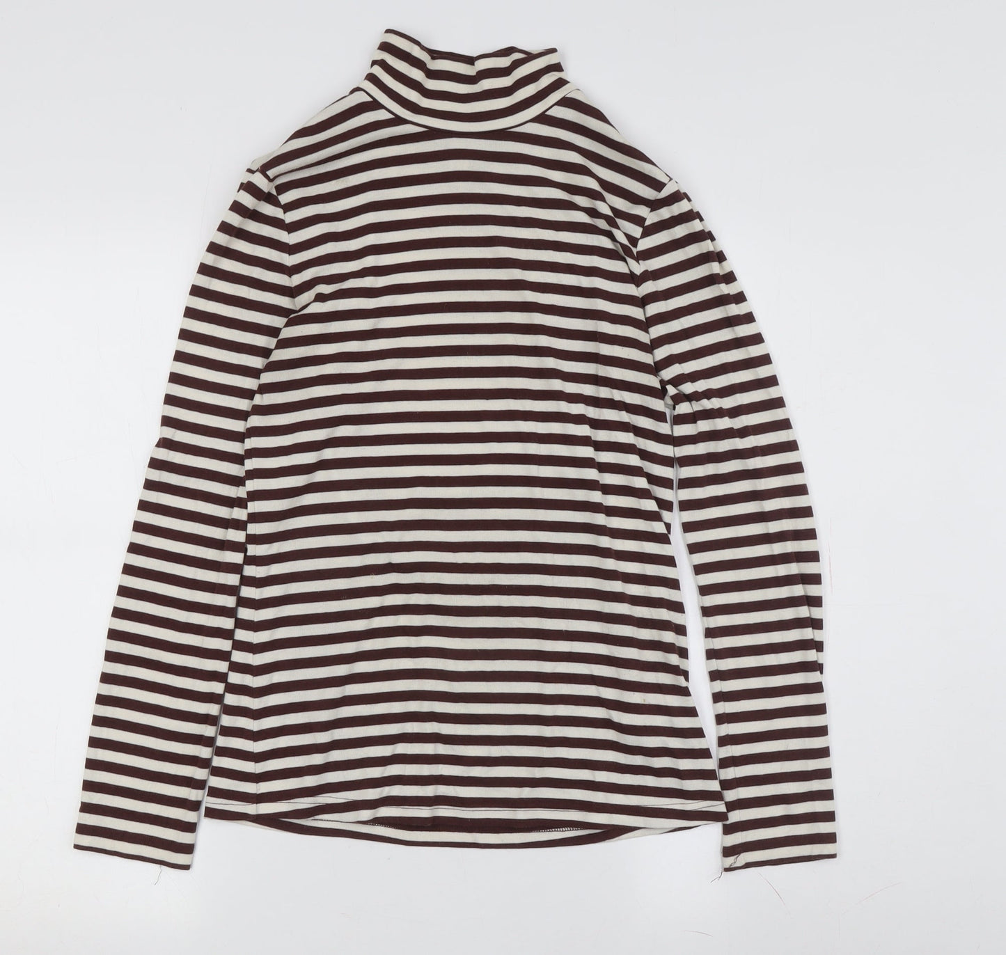 Paris Atelier Women's Brown Striped Roll Neck T-Shirt