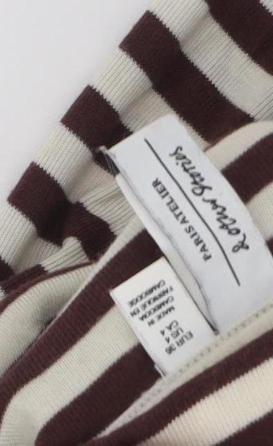 Paris Atelier Women's Brown Striped Roll Neck T-Shirt