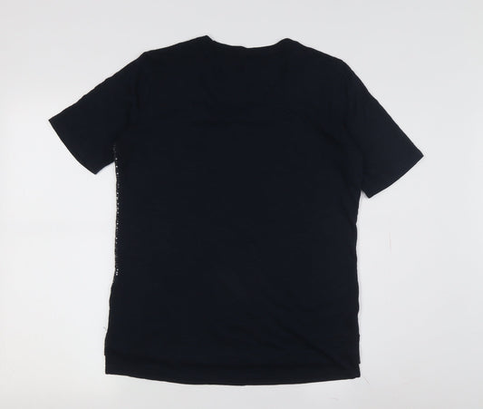 Canda Women's Black Sequin T-Shirt, Size S, Casual Wear