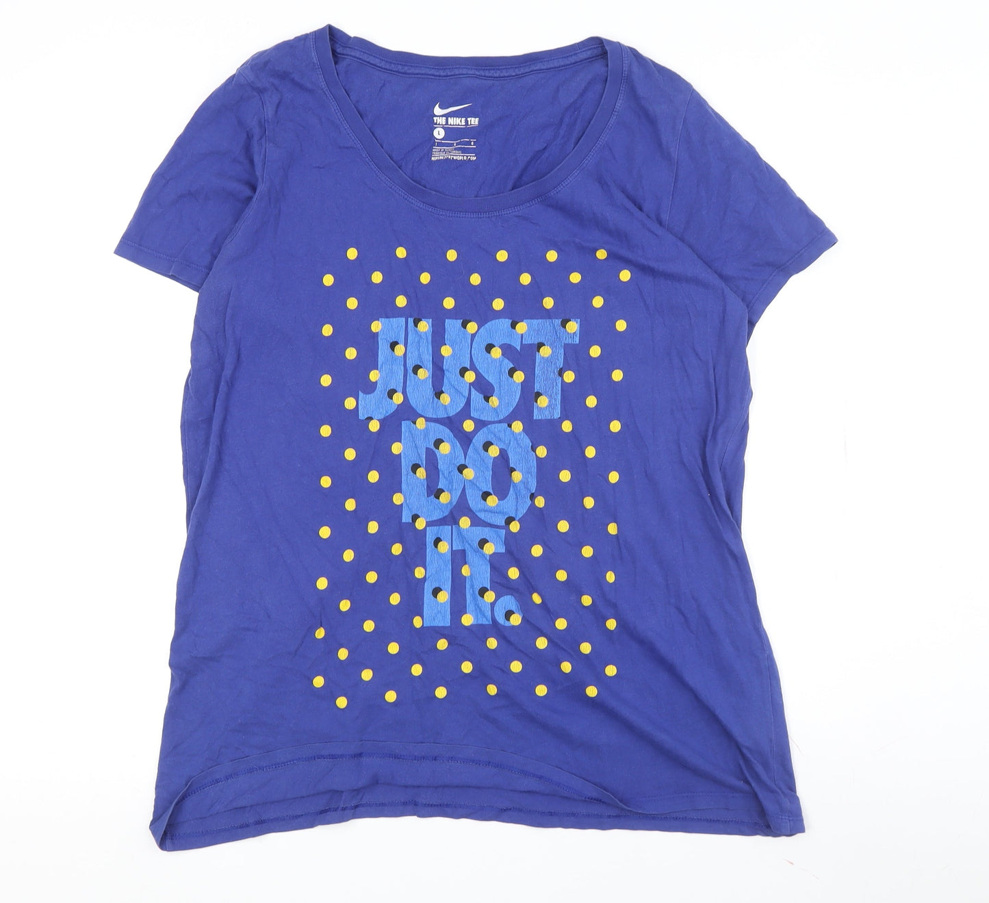 Womens UK Size L Nike Blue Basic T-Shirt
