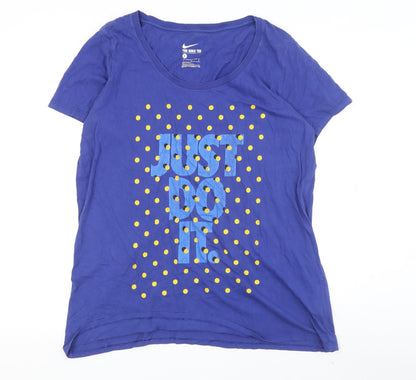 Womens UK Size L Nike Blue Basic T-Shirt