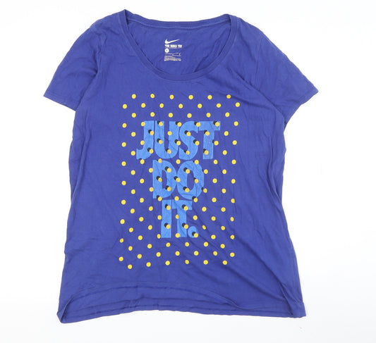 Womens UK Size L Nike Blue Basic T-Shirt
