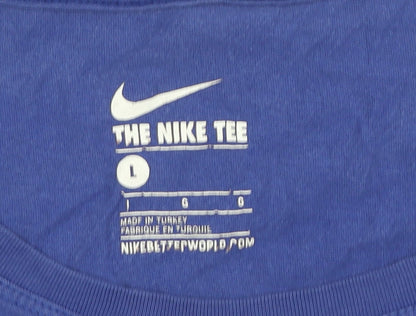 Womens UK Size L Nike Blue Basic T-Shirt