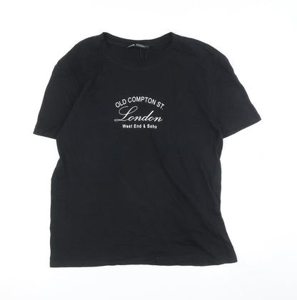 Womens UK Size S Zara Black Basic T-Shirt