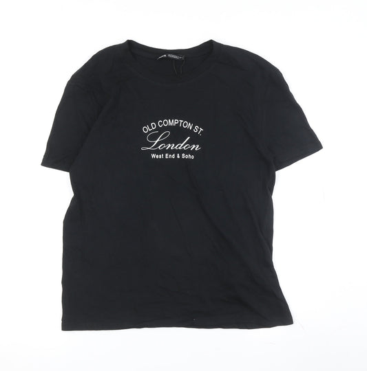 Womens UK Size S Zara Black Basic T-Shirt