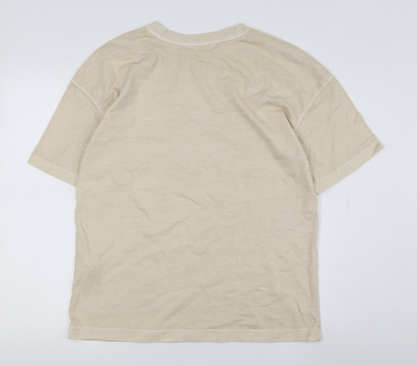 Zara Men's Beige Short Sleeve Crew Neck T-Shirt S