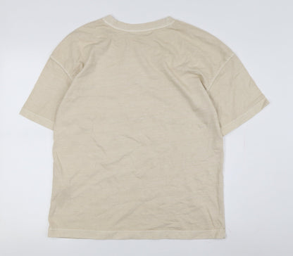 Zara Men's Beige Short Sleeve Crew Neck T-Shirt S