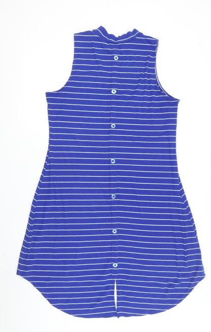 My Michele Women's Blue Striped Shirt Dress XL