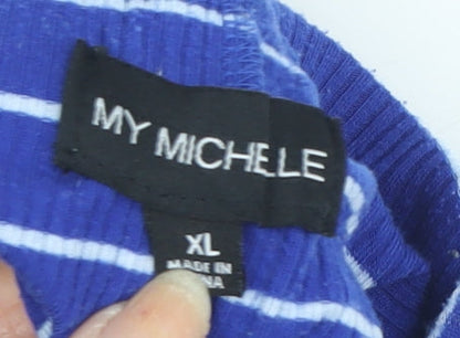 My Michele Women's Blue Striped Shirt Dress XL