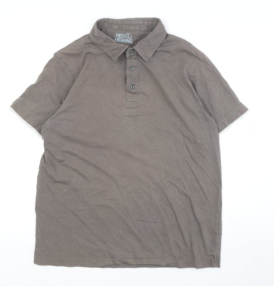 Red Herring Men's Brown Polo L Short Sleeve Casual