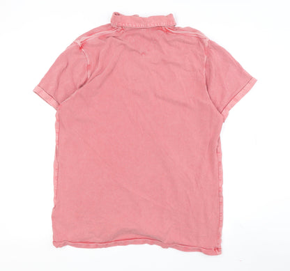 G-Star Men's Pink Polo, Medium, Light Wash, Short Sleeve