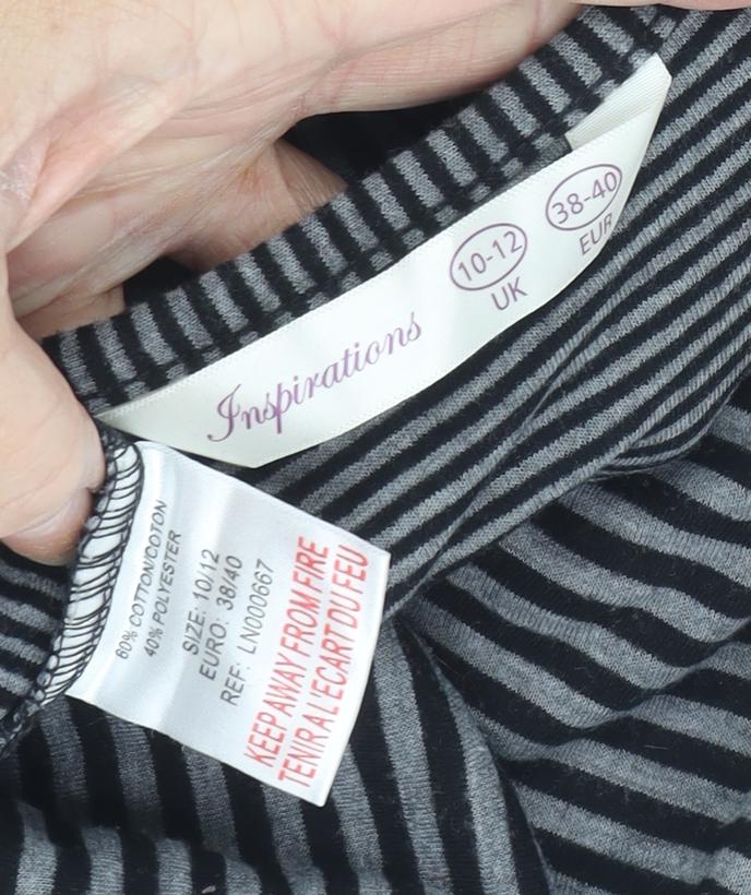 Inspirations Women's Black Striped T-Shirt Dress