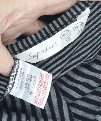 Inspirations Women's Black Striped T-Shirt Dress