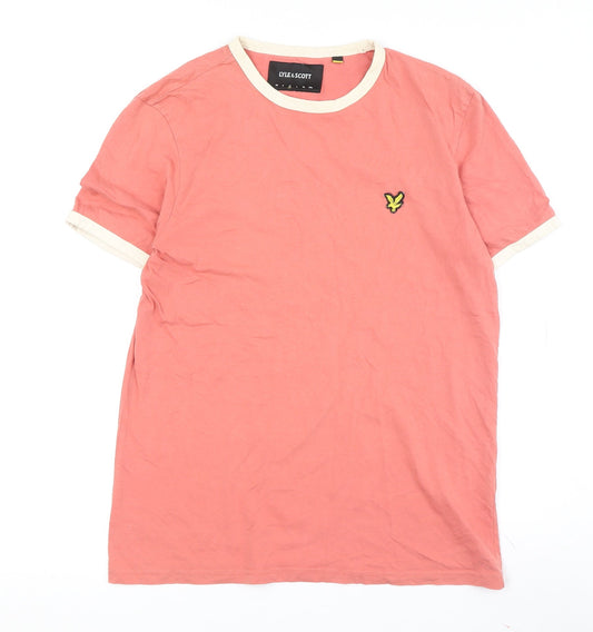 Lyle & Scott Men's Pink Cotton T-Shirt, Medium, Solid