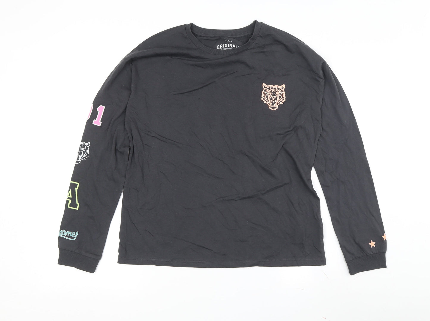 Marks and Spencer Boys Long Sleeve Black Graphic T-Shirt