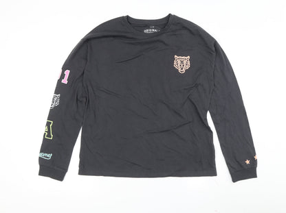 Marks and Spencer Boys Long Sleeve Black Graphic T-Shirt