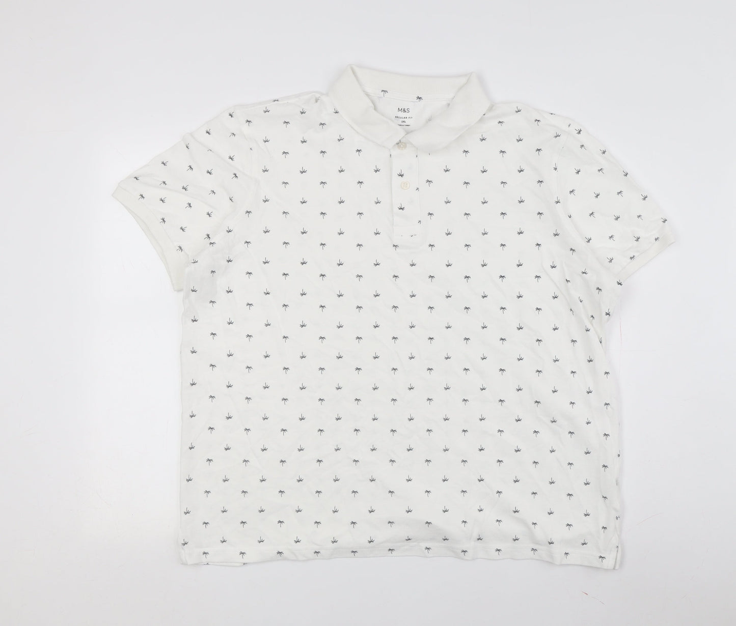 Marks and Spencer Men's White Polo 2XL Regular Fit