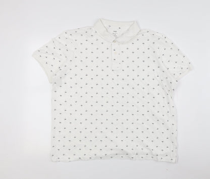 Marks and Spencer Men's White Polo 2XL Regular Fit