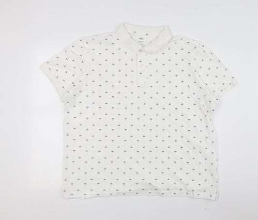 Marks and Spencer Men's White Polo 2XL Regular Fit