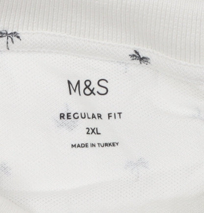 Marks and Spencer Men's White Polo 2XL Regular Fit