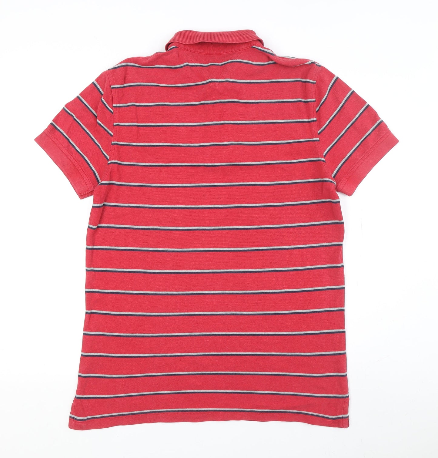 Tommy Hilfiger Men's Red Polo - Striped Short Sleeve M
