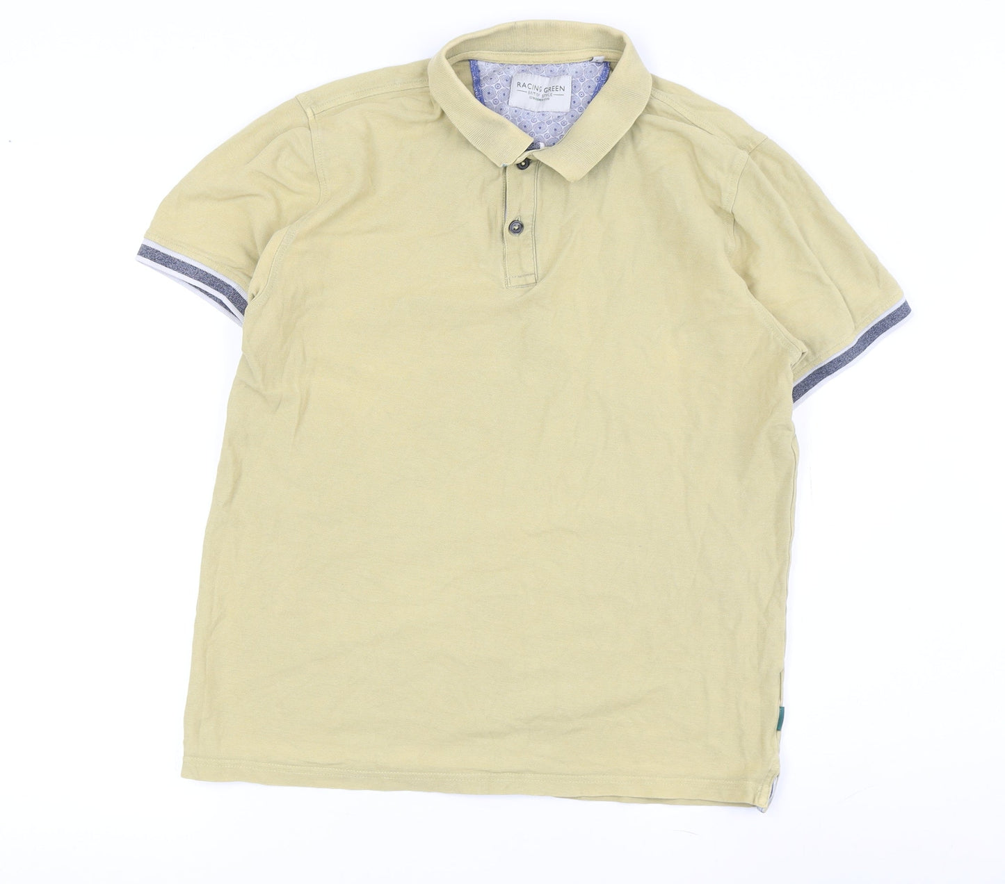 Racing Green Men's Beige Medium Polo Shirt