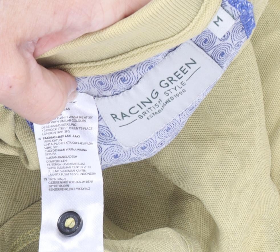 Racing Green Men's Beige Medium Polo Shirt