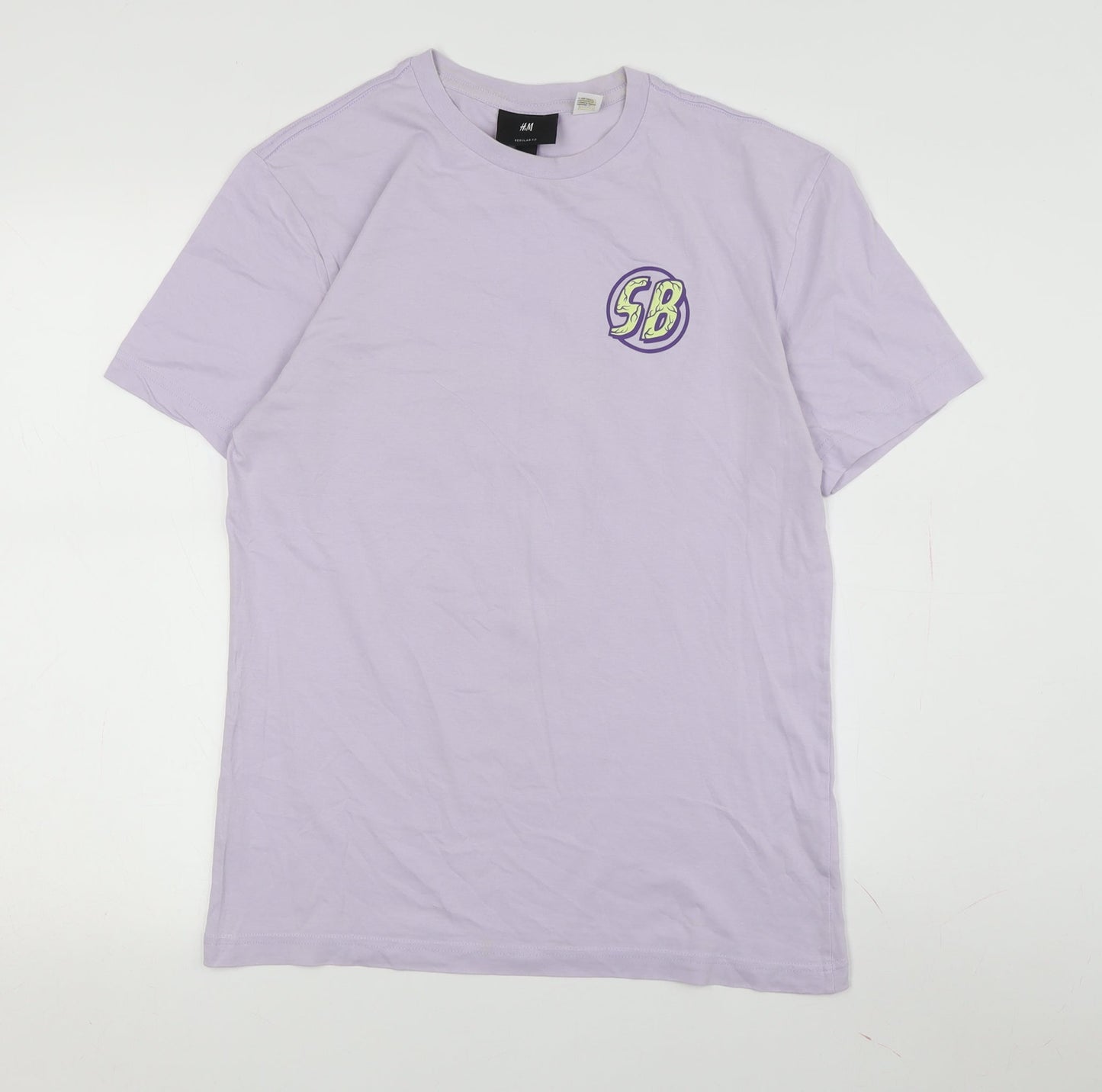 Unisex Adults UK Size M H&M Purple Basic T-Shirt