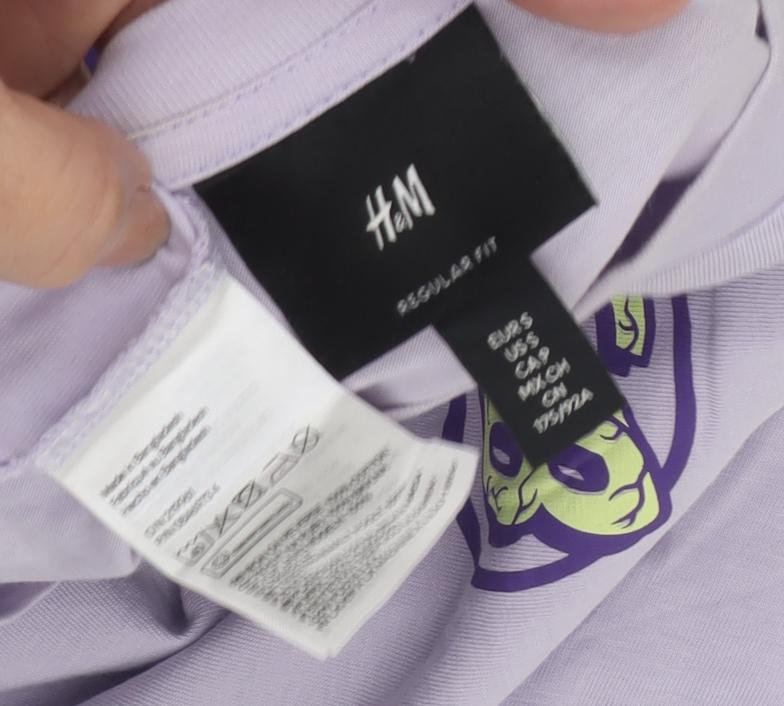 Unisex Adults UK Size M H&M Purple Basic T-Shirt