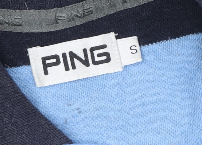 PING Men's Blue Striped Polo Shirt - Size S, Cotton Blend