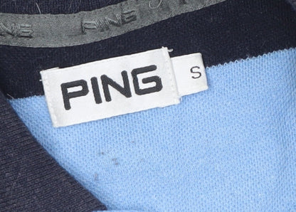 PING Men's Blue Striped Polo Shirt - Size S, Cotton Blend