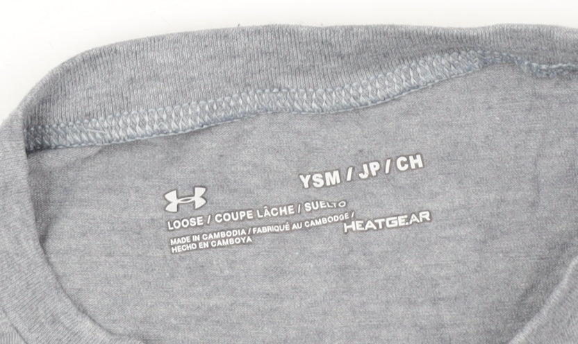 Under Armour Boys Grey T-Shirt 7 Years Casual Gym Logo